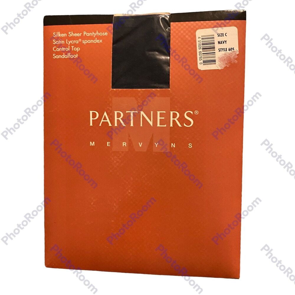 Partners Pantyhose - NOS New Old Stock - Size C - Navy - Silken Sheen SPANDEX